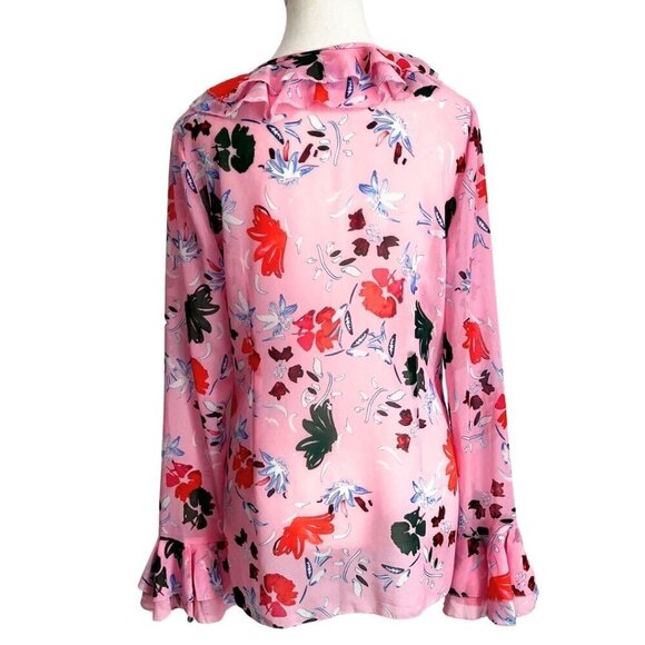 C/MEO COLLECTIVE THE MUPPET RUFFLE BLOUSE IN FLORAL PINK - S - Picture 3 of 9